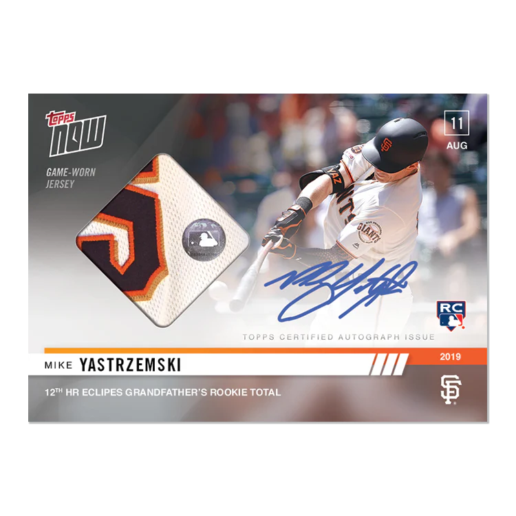 On-Card Auto Relic # to 99 - Mike Yastrzemski - MLB TOPPS NOW® Card 673A