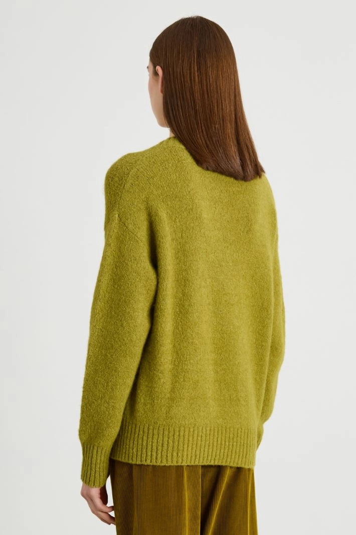 Alpaca and cotton V-neck sweater - PISTACHIO GREEN