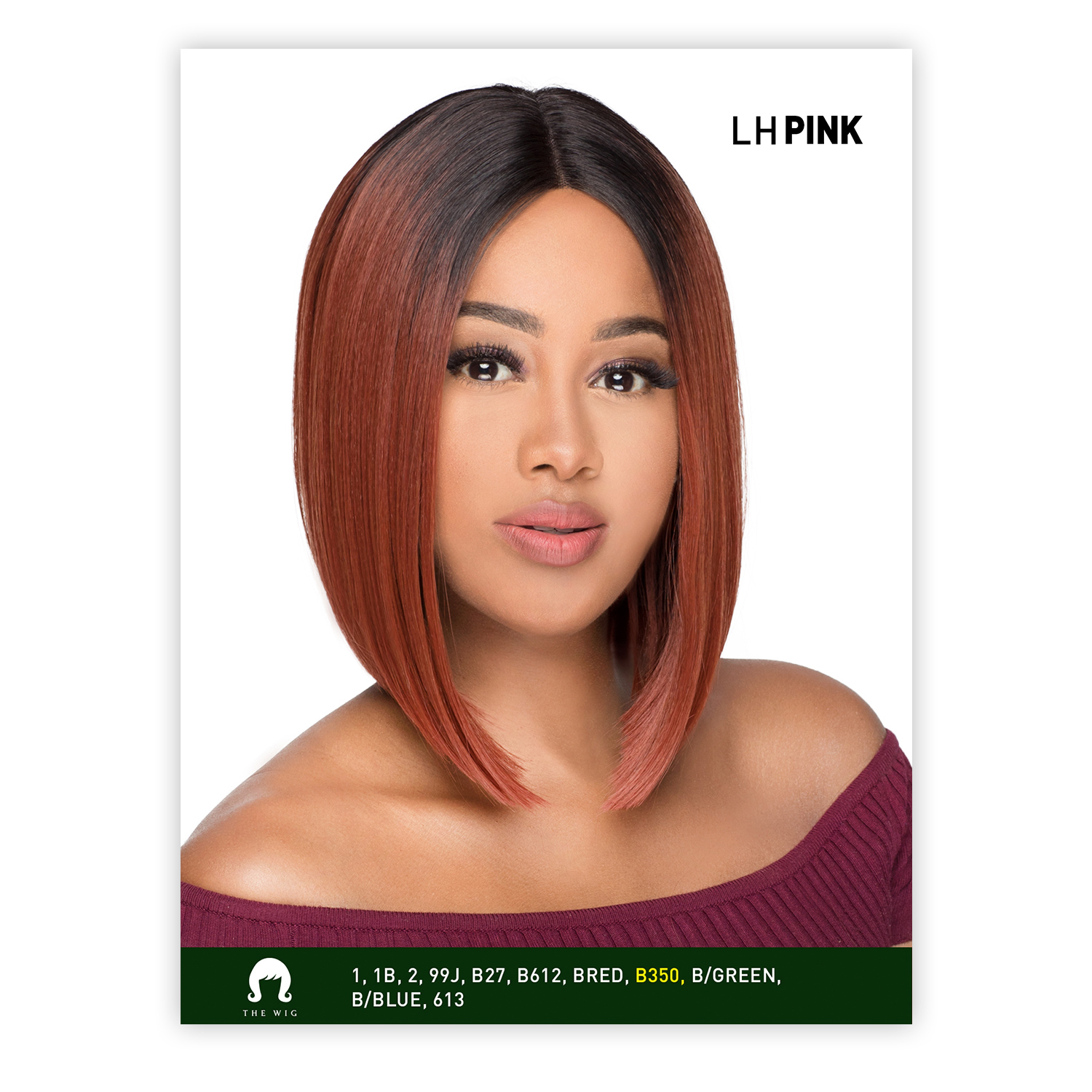 The Wig Human Hair Natural Blend HD Lace Front Wig Black Pink LH.Pink