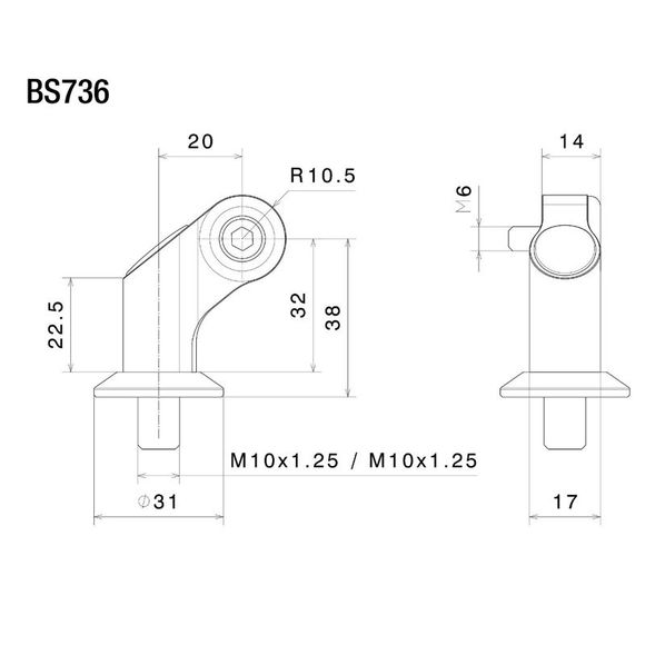 Rizoma Rearview Mirror Holder BS736B Mirror Adapter - BlackRef: RZ0869 / BS736B