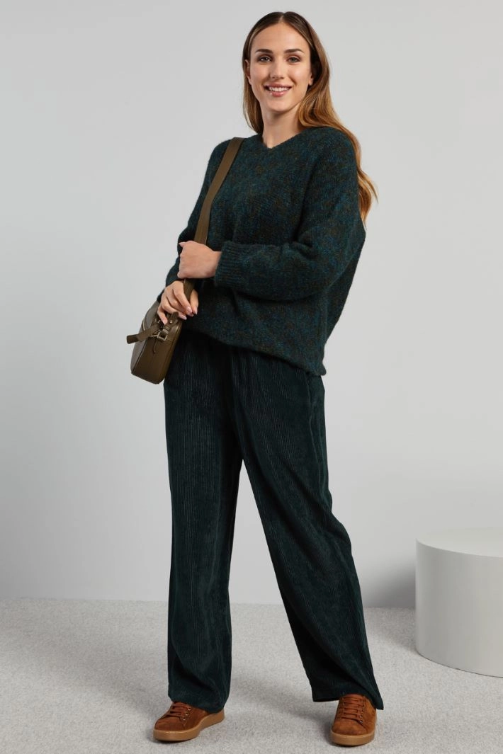 Trousers with drawstring waist - DARK GREEN