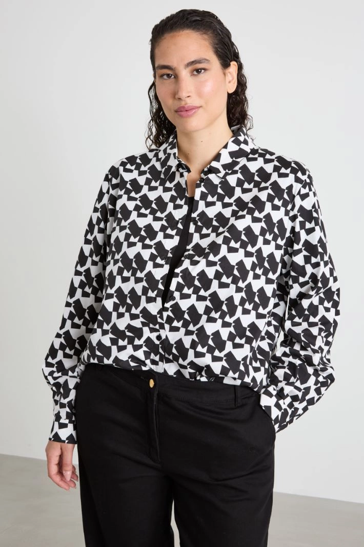Camicia in cotone stampato - BLACK WHITE