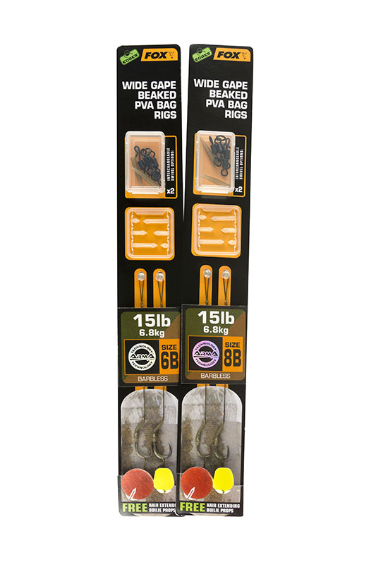 Fox EDGES™ Wide Gape Beaked PVA Bag Ready Rigs