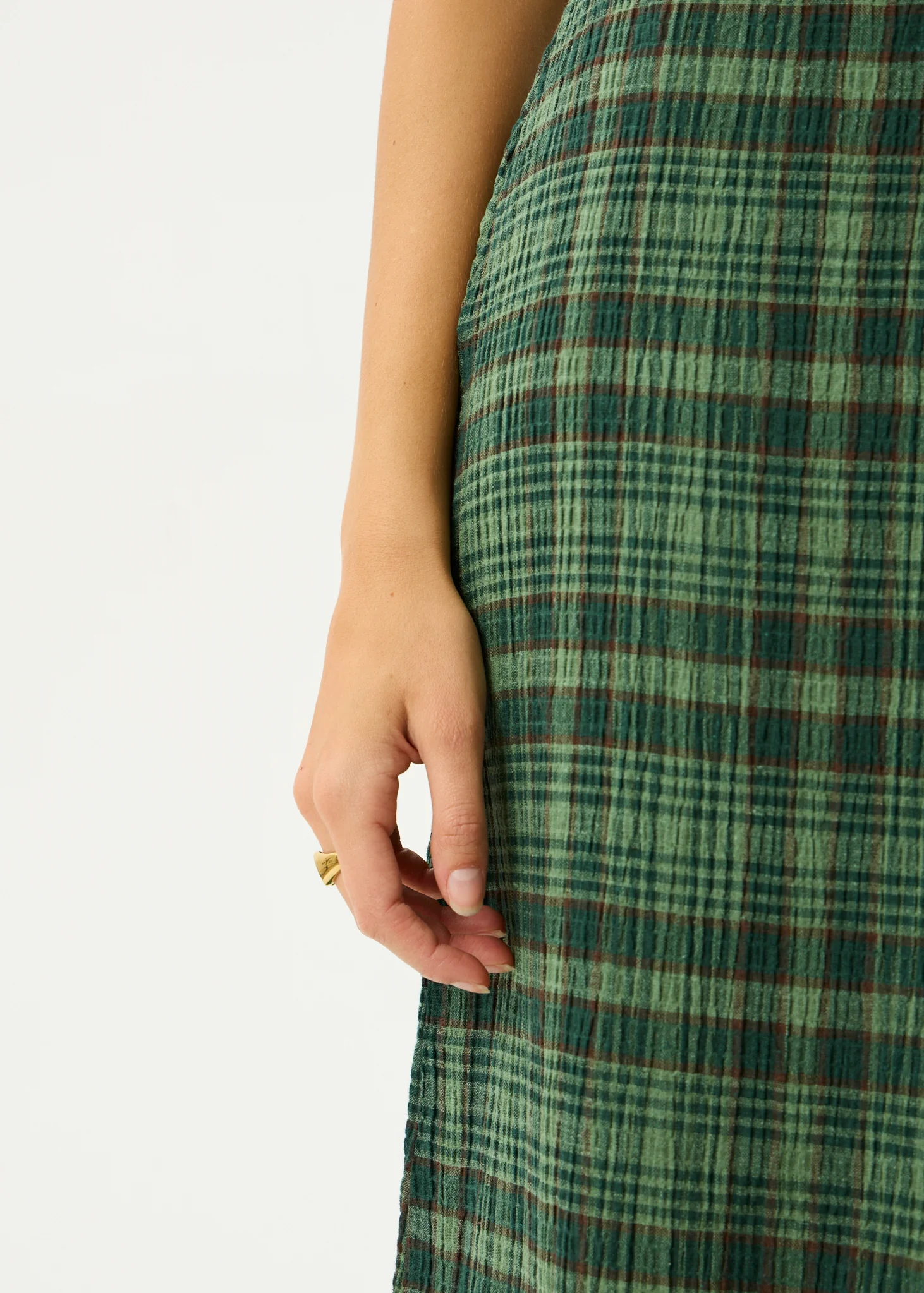 AFENDS Womens Lita - Seersucker Maxi Skirt - Lonnie Hunter Green