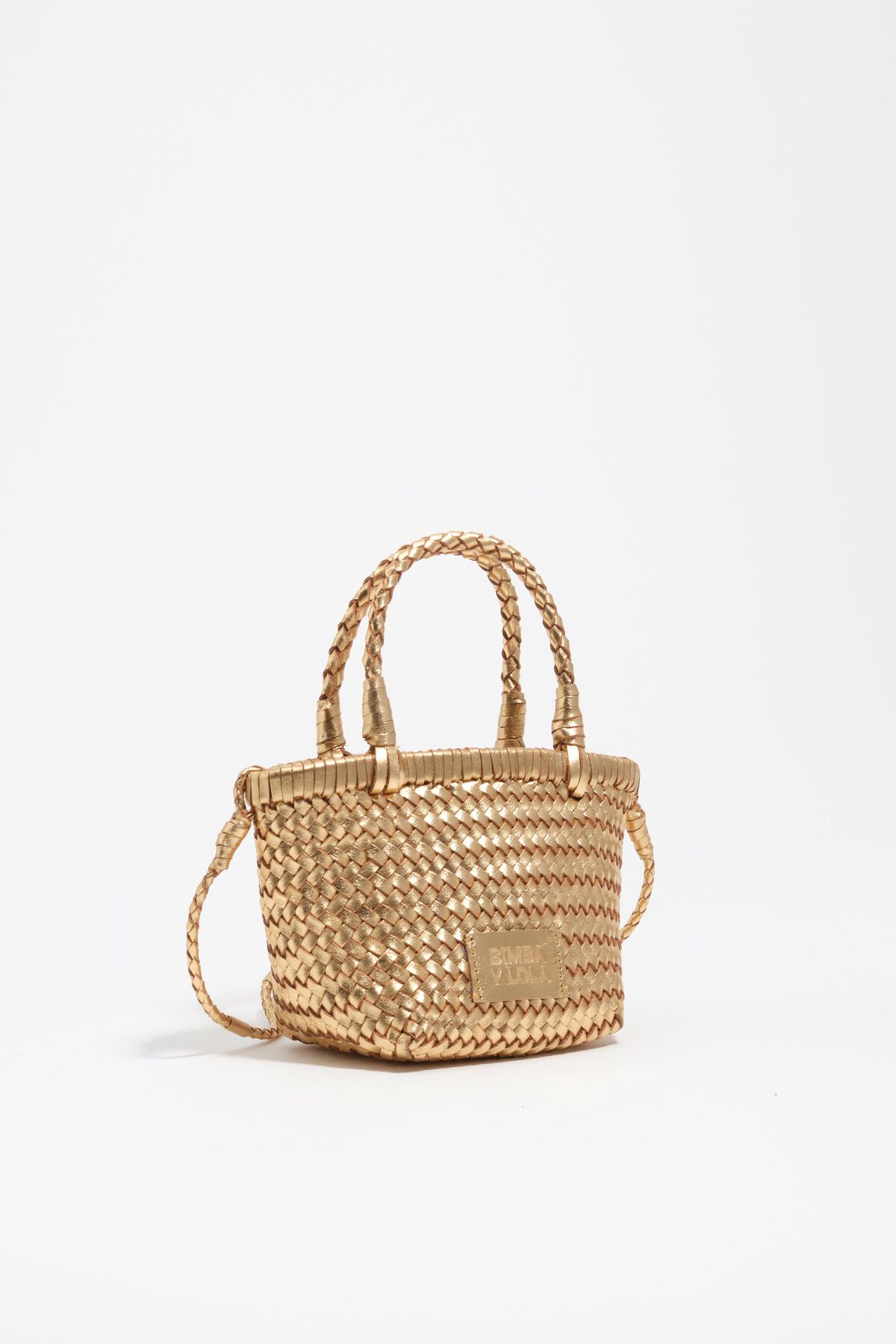 Gold plaited leather mini bag
