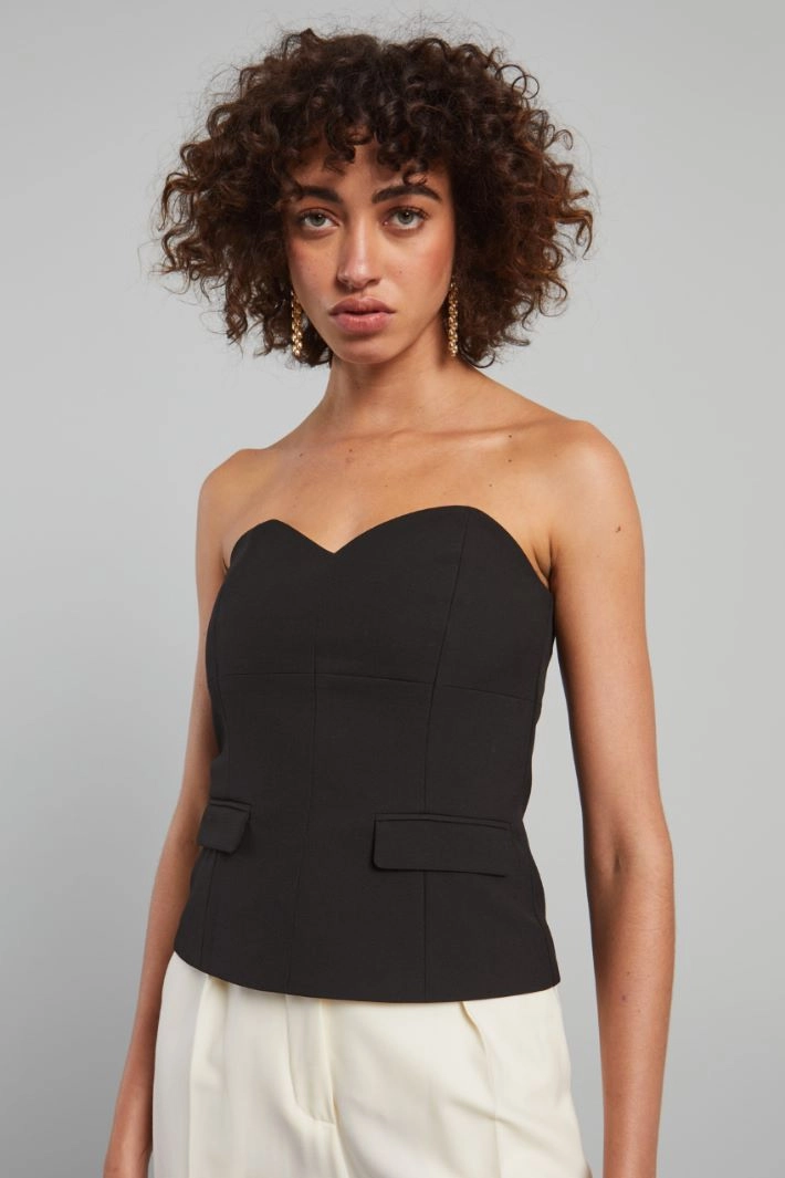 Bustier top with pockets - BLACK