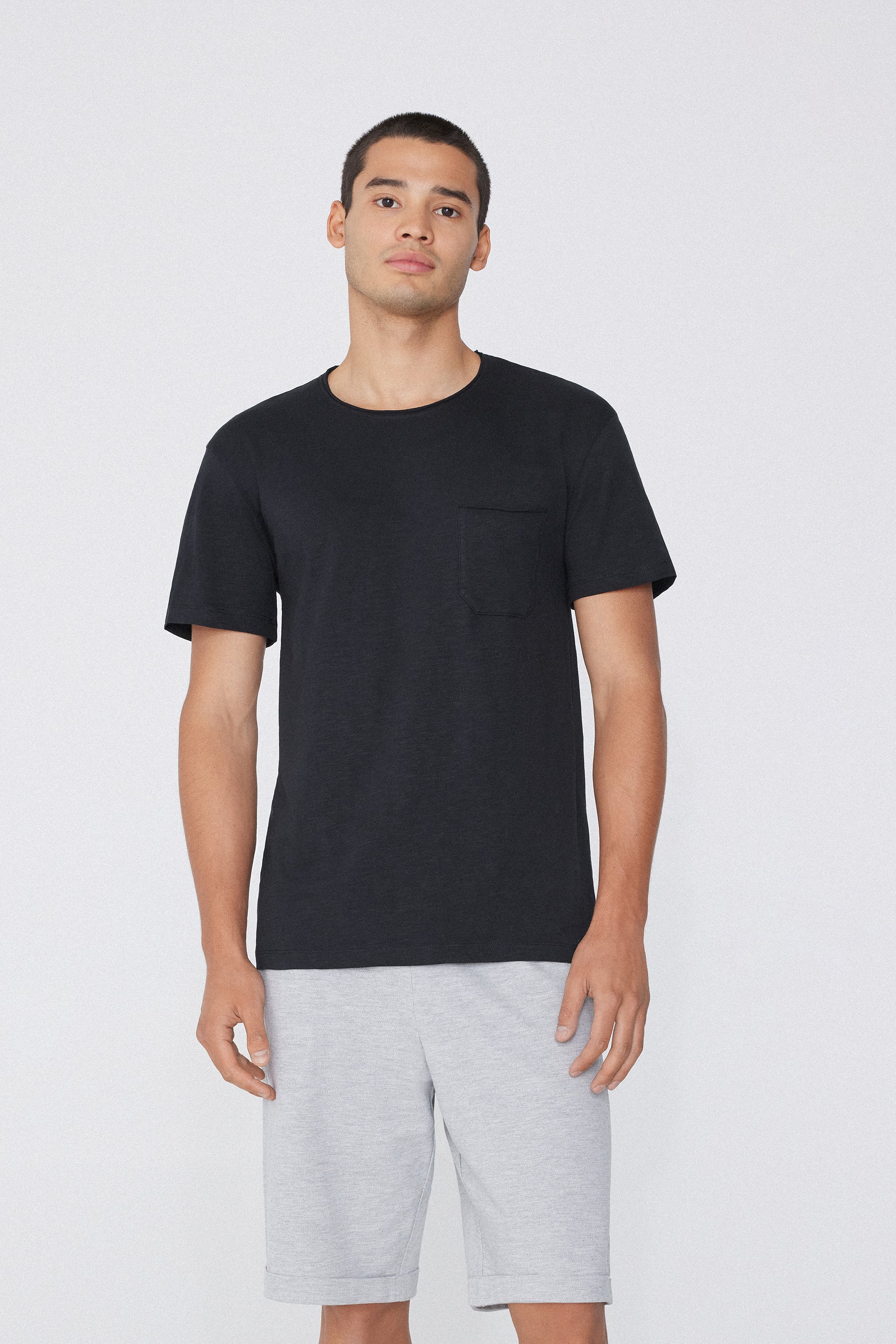 Slub Cotton T-Shirt with Breast Pocket