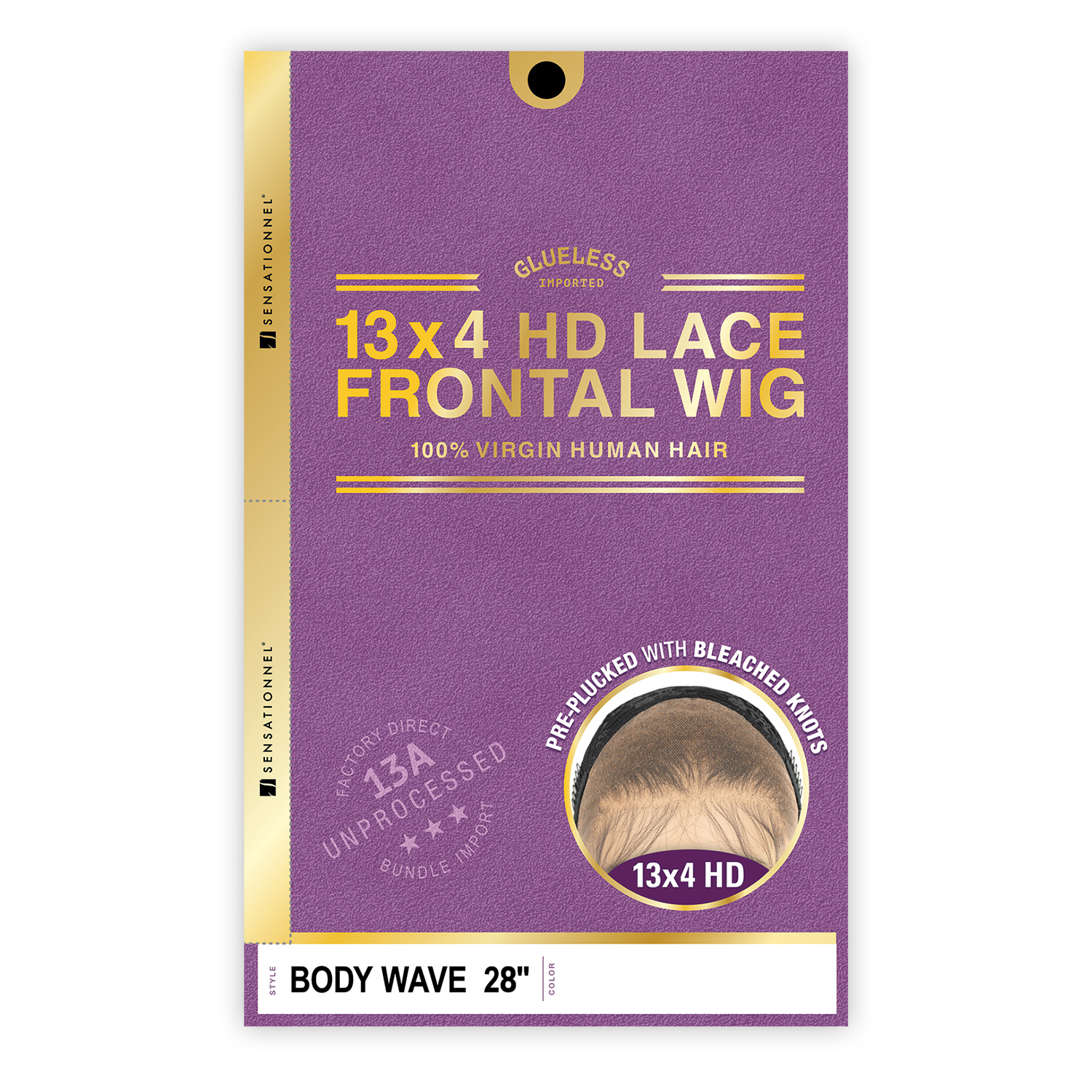 Sensationnel Unprocessed Virgin Human Hair 13X4 HD Lace Frontal Wig Glueless 13A Body Wave 28