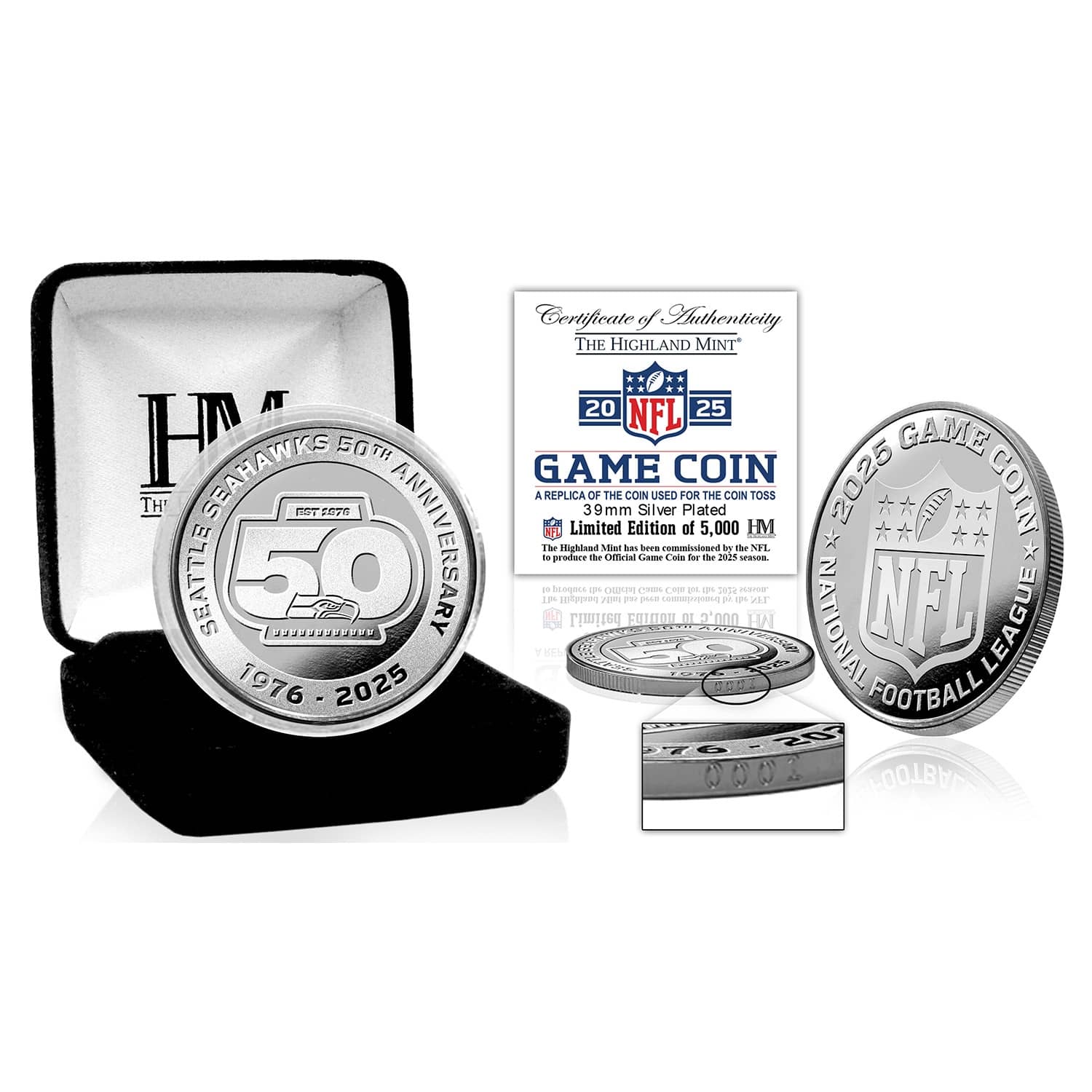 Seattle Seahawks 50th Anniversary 2025 NFL Game Coin