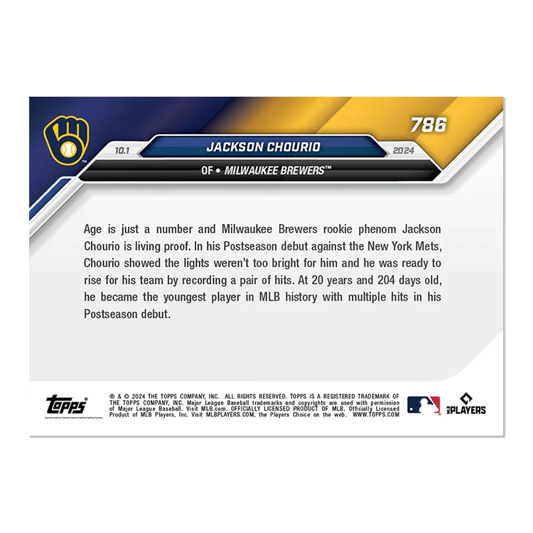 Jackson Chourio - 2024 MLB Topps NOW® Card 786