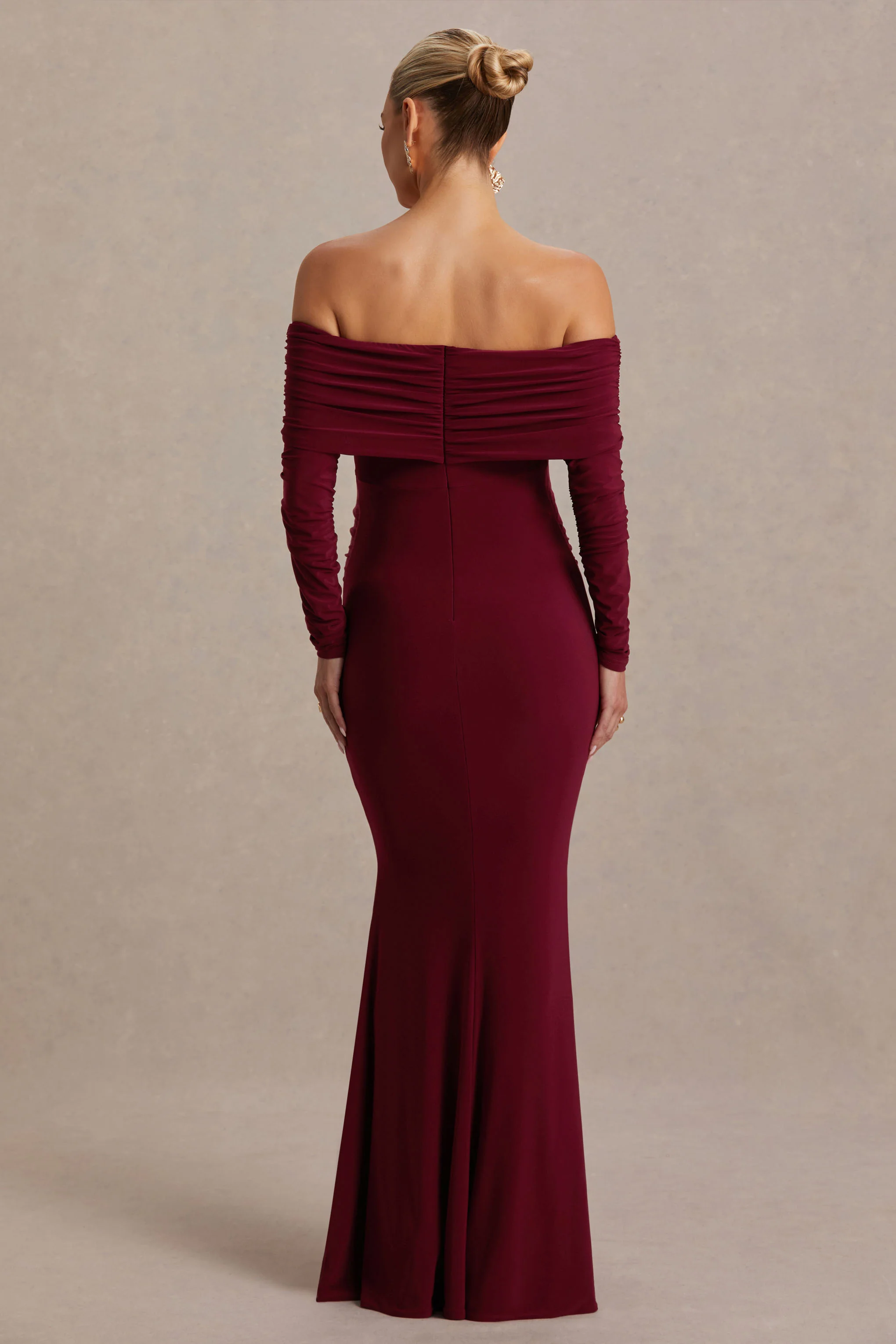 Odessa | Berry Bardot-Neck Maternity Maxi Dress