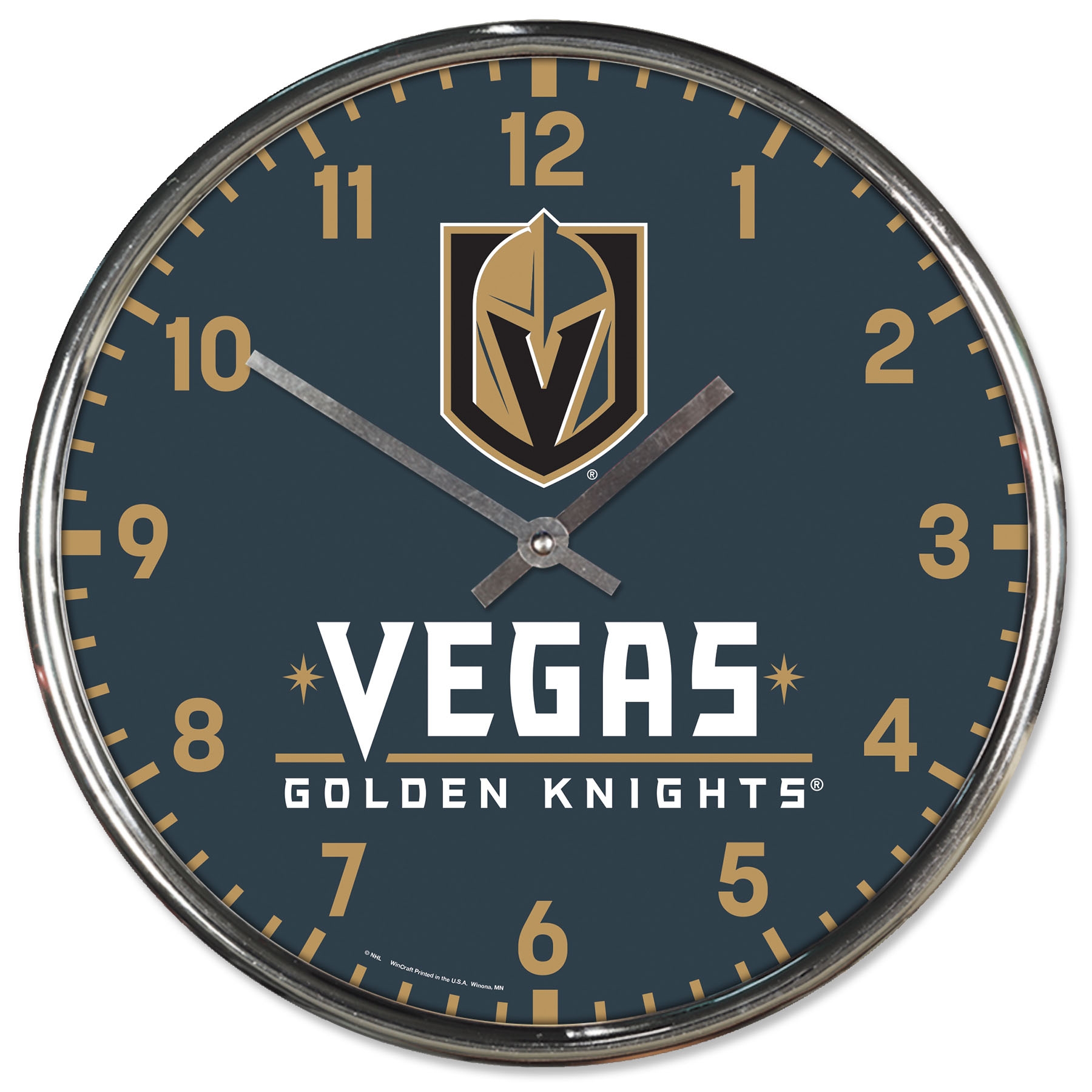 Vegas Golden Knights Chrome NHL Team Design Wall Clock