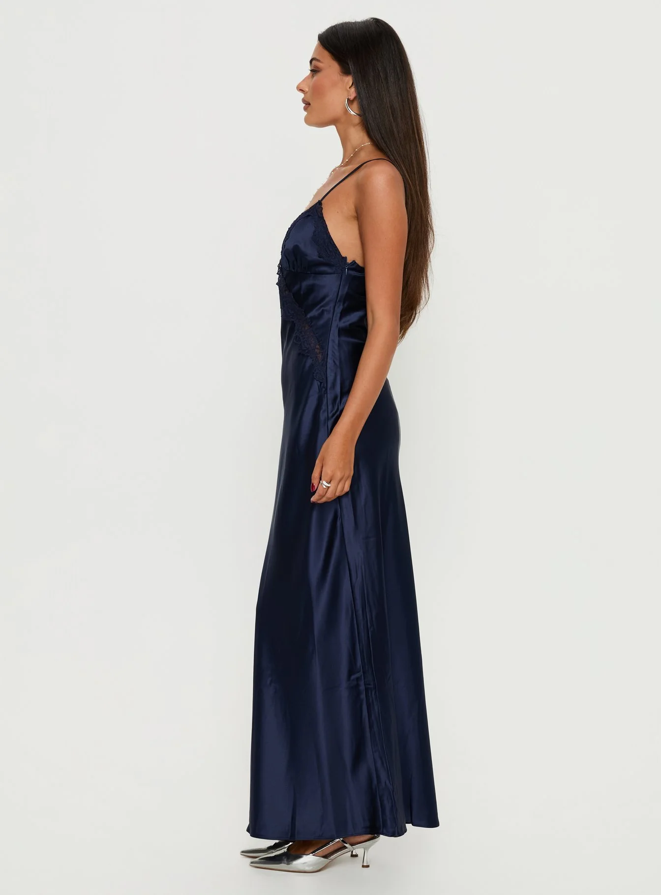 Madelene Lace V Neck Maxi Dress Navy