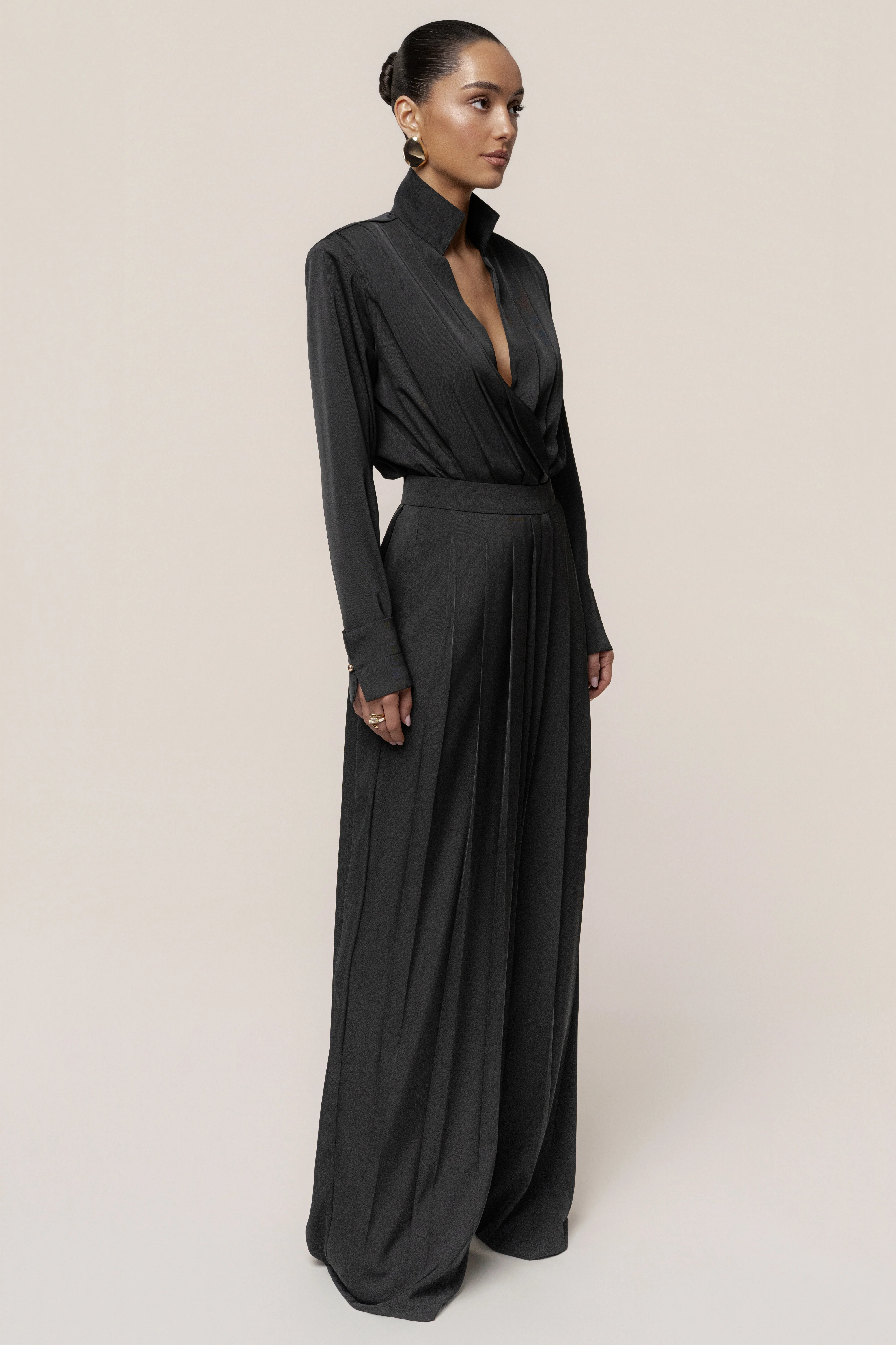 Black Visionary Pleated Bodysuit