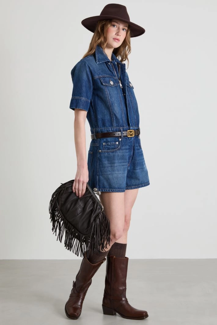 Denim mini playsuit - BLUE