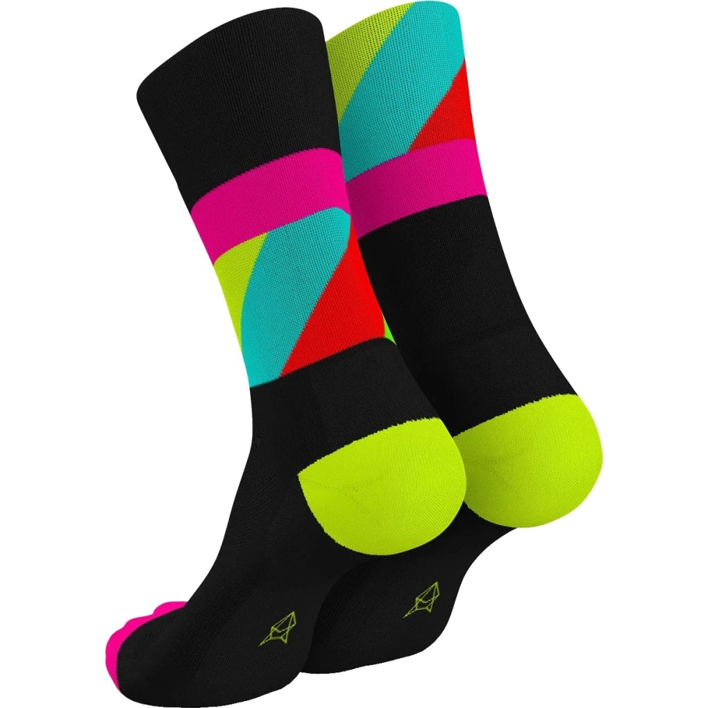 INCYLENCE Ultralight Strides Socks - Black Pink Canary