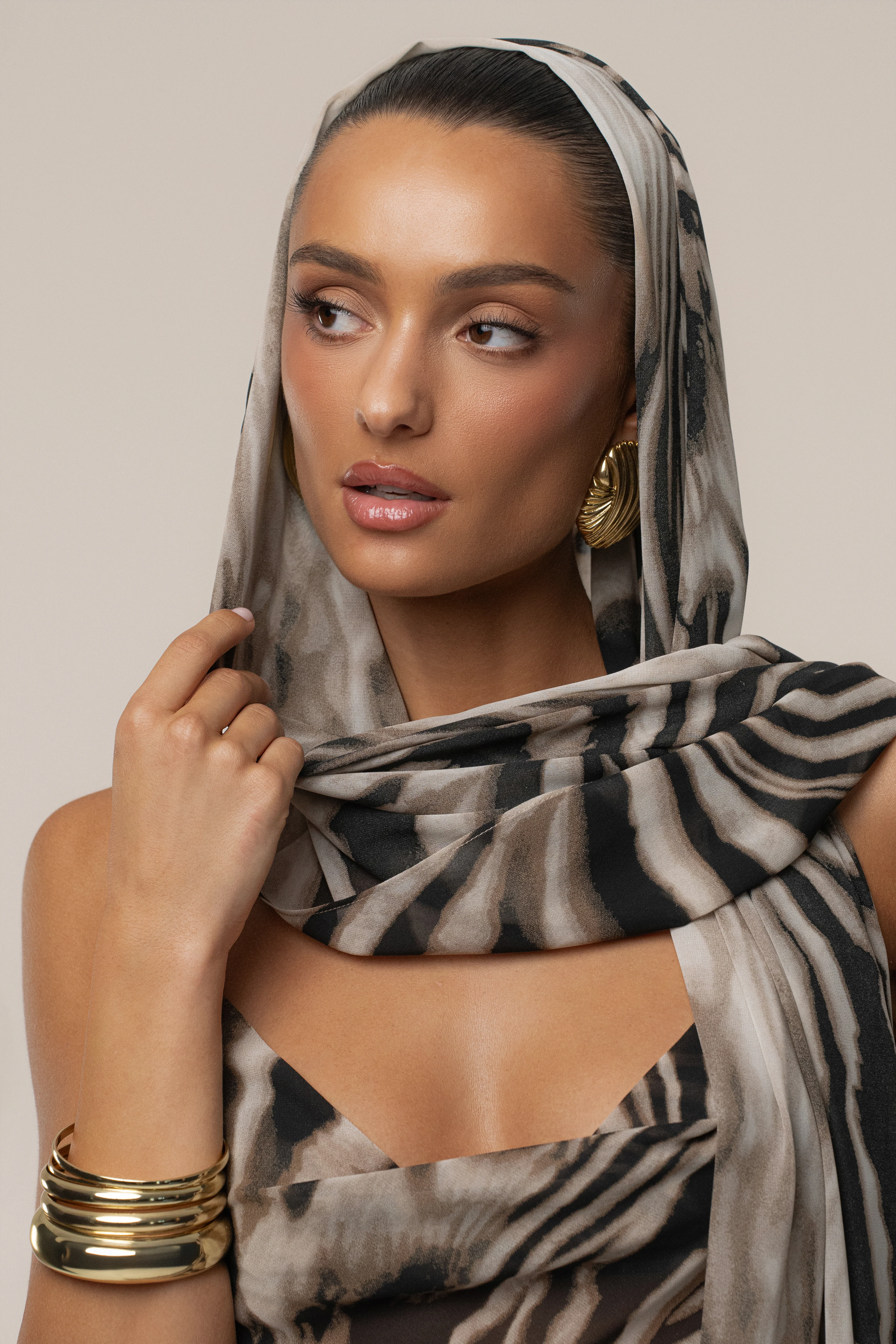 Brown Zebra Print Shadow Safari Scarf