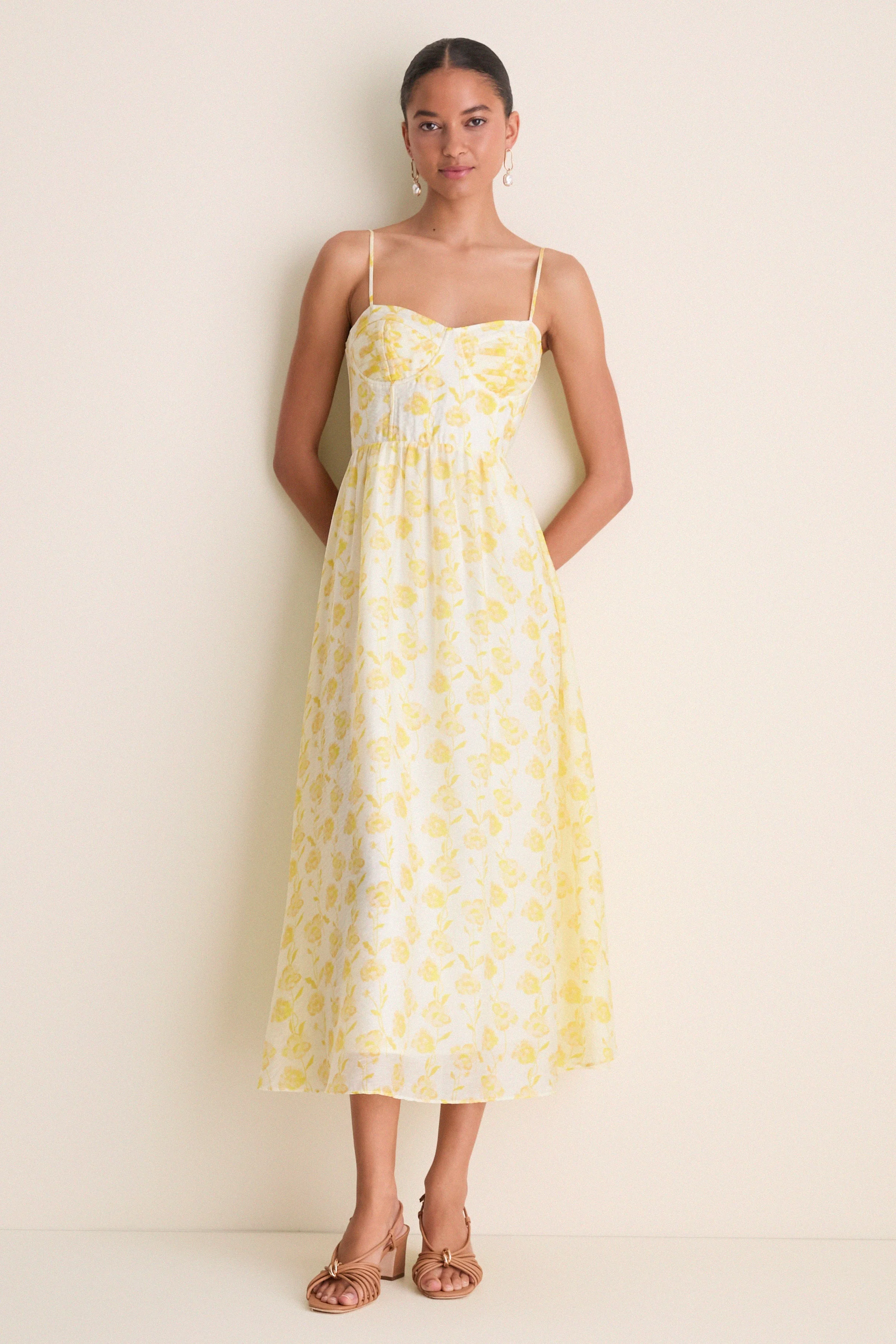 Yellow Floral Bustier Jessamine Maxi Dress