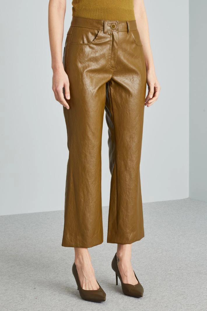 Coated jersey trousers - OLIVE