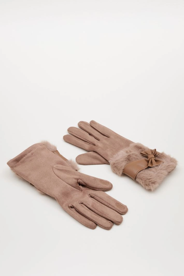 Velvet effect gloves - BEIGE
