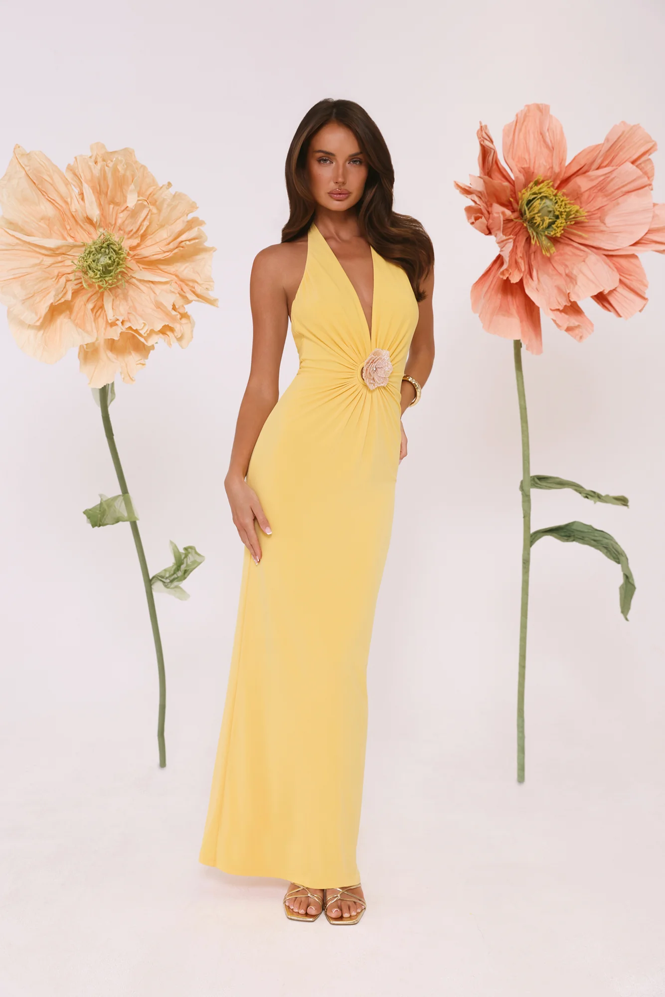 Meadow Daze Halter Maxi Dress Yellow