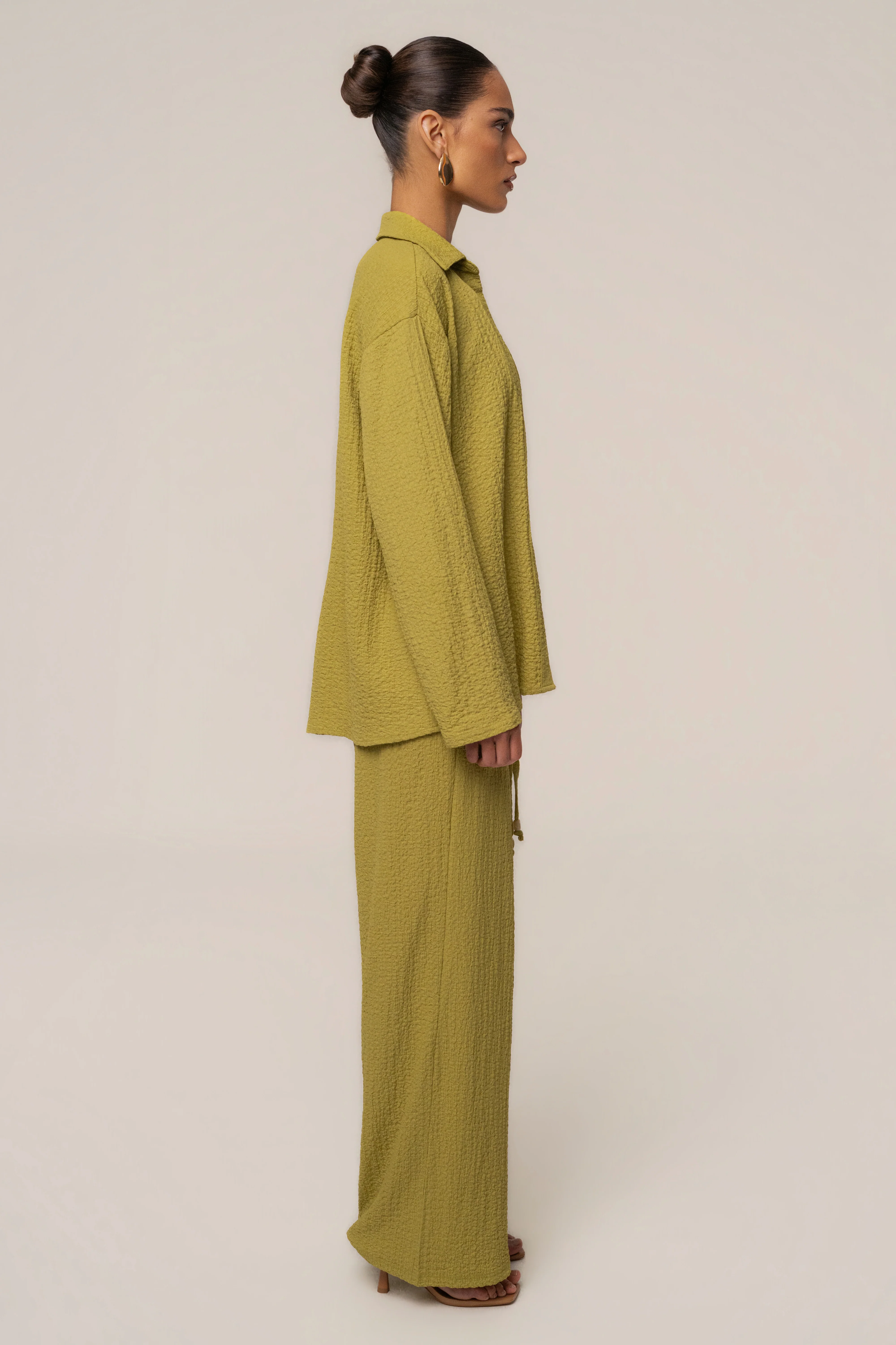 Lime Unwind Tie-Front Blouse