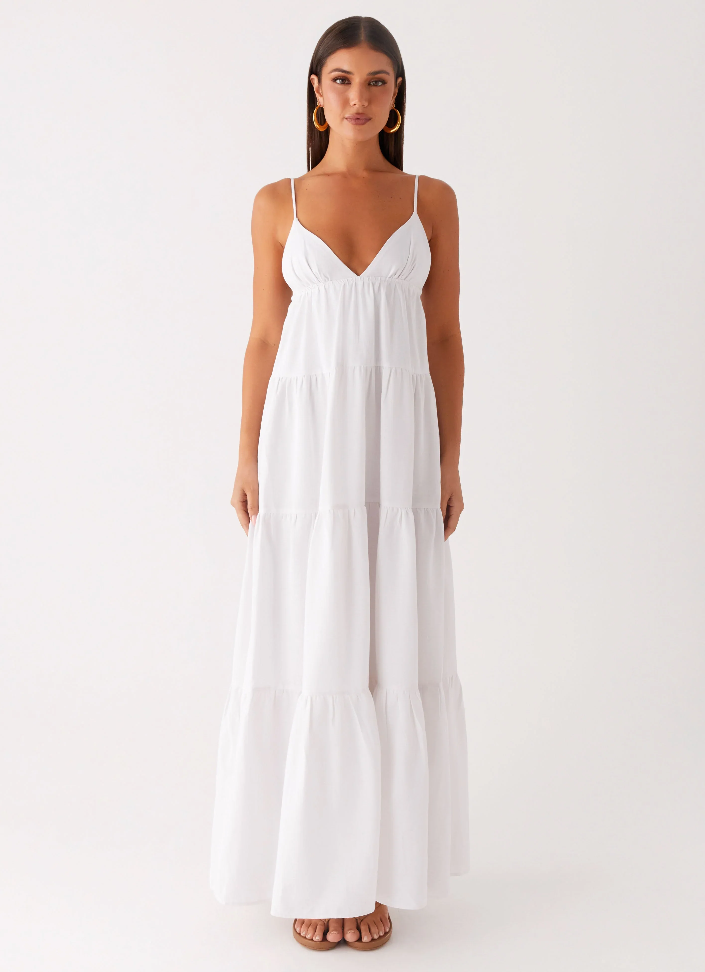 Lotty Linen Maxi Dress - White