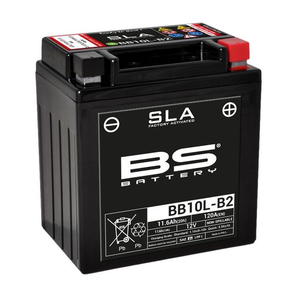 Batterie BS Battery SLA YB10L-B2/BB10L-A2/B2 ferme Type Acide Sans entretien/prête à l'emploiRef : 321046 / 1080669