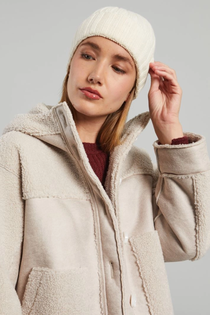 Turn-up beanie hat - WHITE CREAM