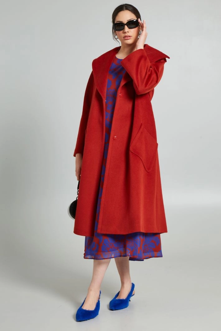 Pure wool broadcloth coat - RED