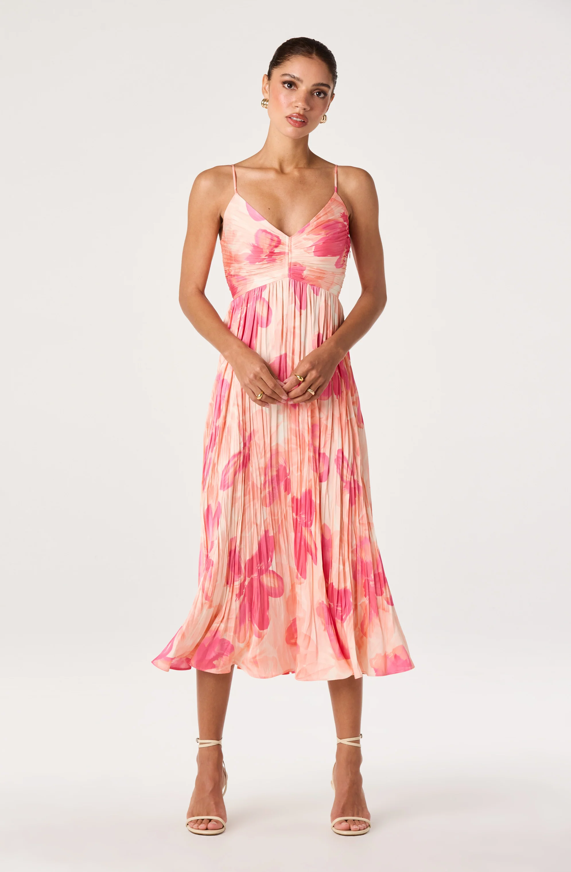 Maeve Pleated Satin Midi Dress