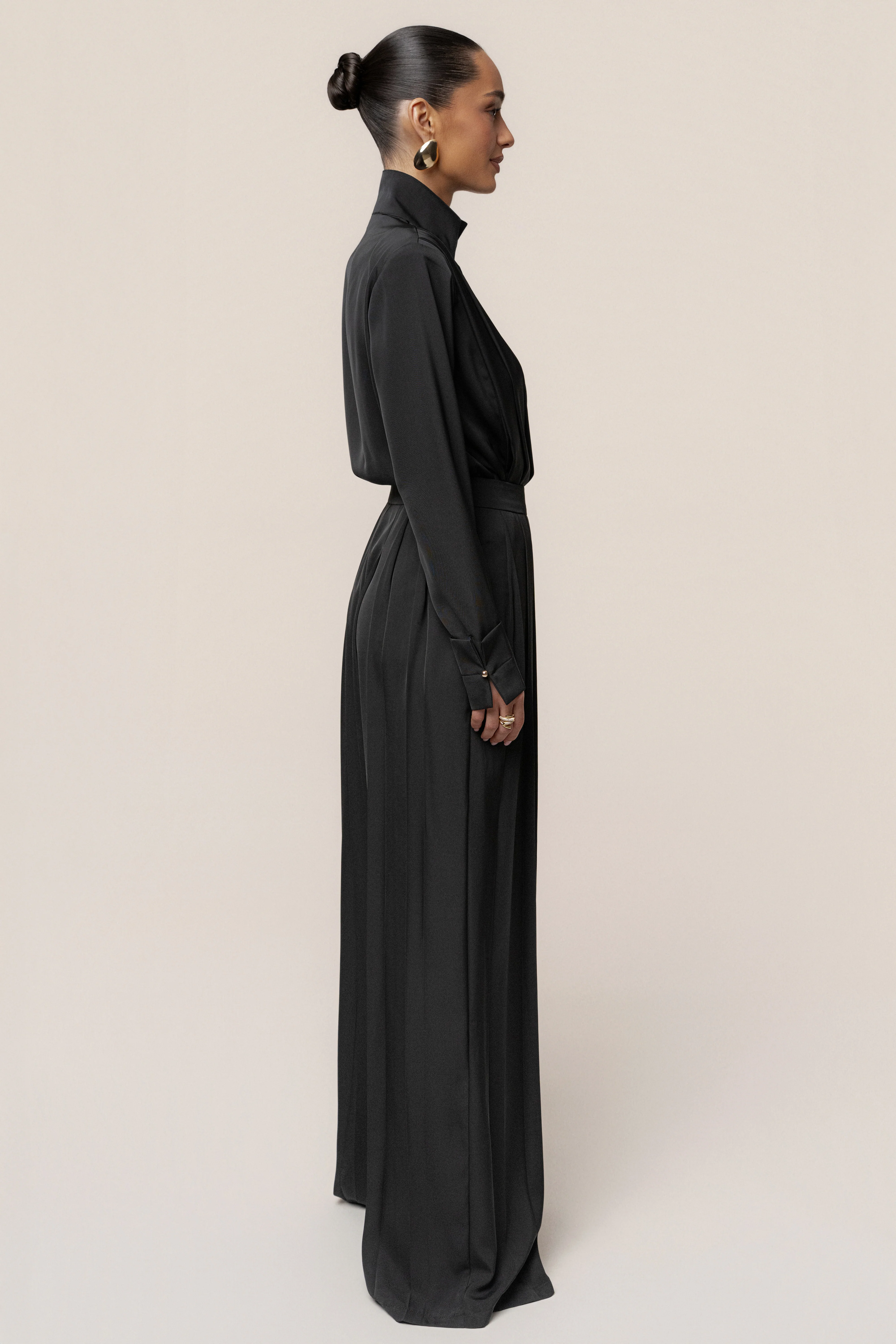 Black Visionary Pleated Bodysuit
