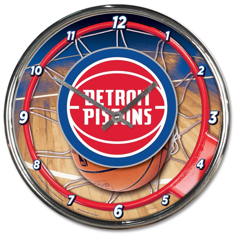 Detroit Pistons WinCraft Chrome NBA Wall Clock