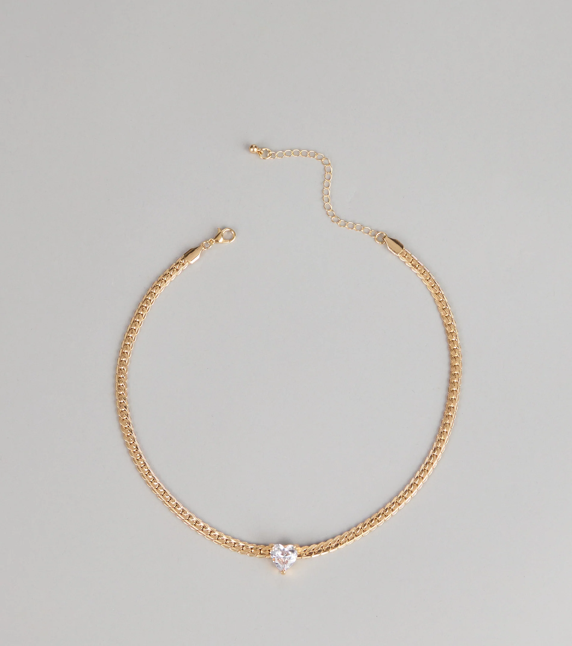 Everyday Detail Rhinestone Heart Pendant Necklace