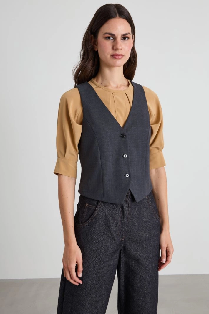 Wool grisaille gilet - ANTHRACITE