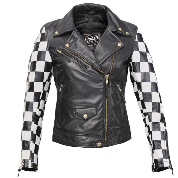 Blouson Moto Eudoxie EVE BETH - Noir / BlancRef : EUD0053