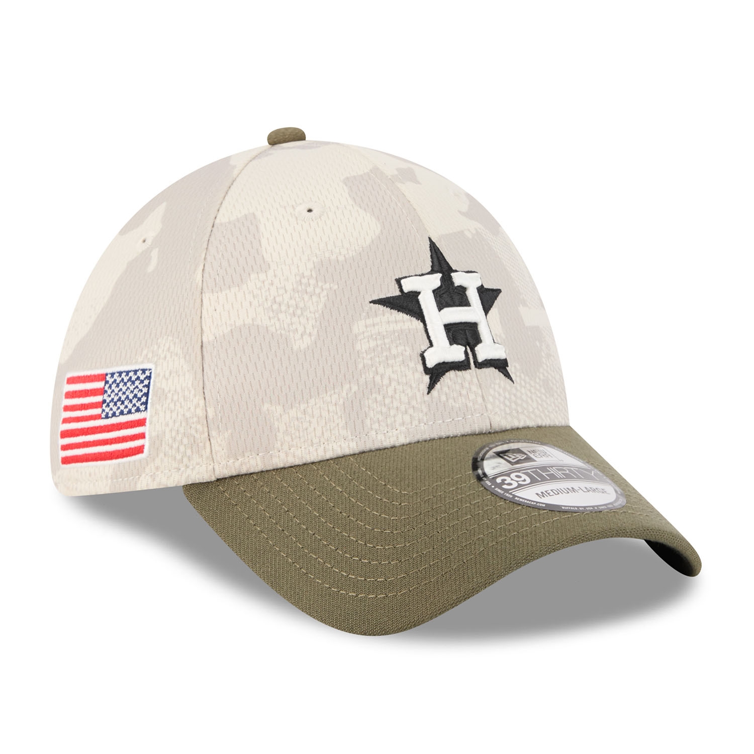 Houston Astros 2025 MLB Armed Forces New Era 39THIRTY Flex Cap