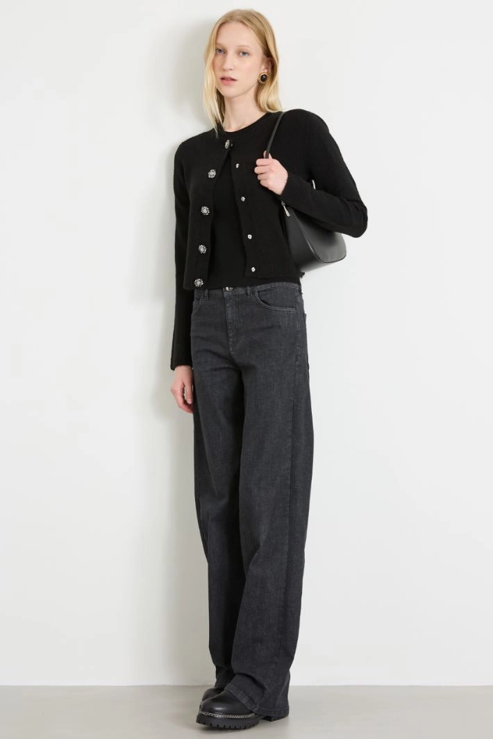 Cardigan with jewel buttons - BLACK