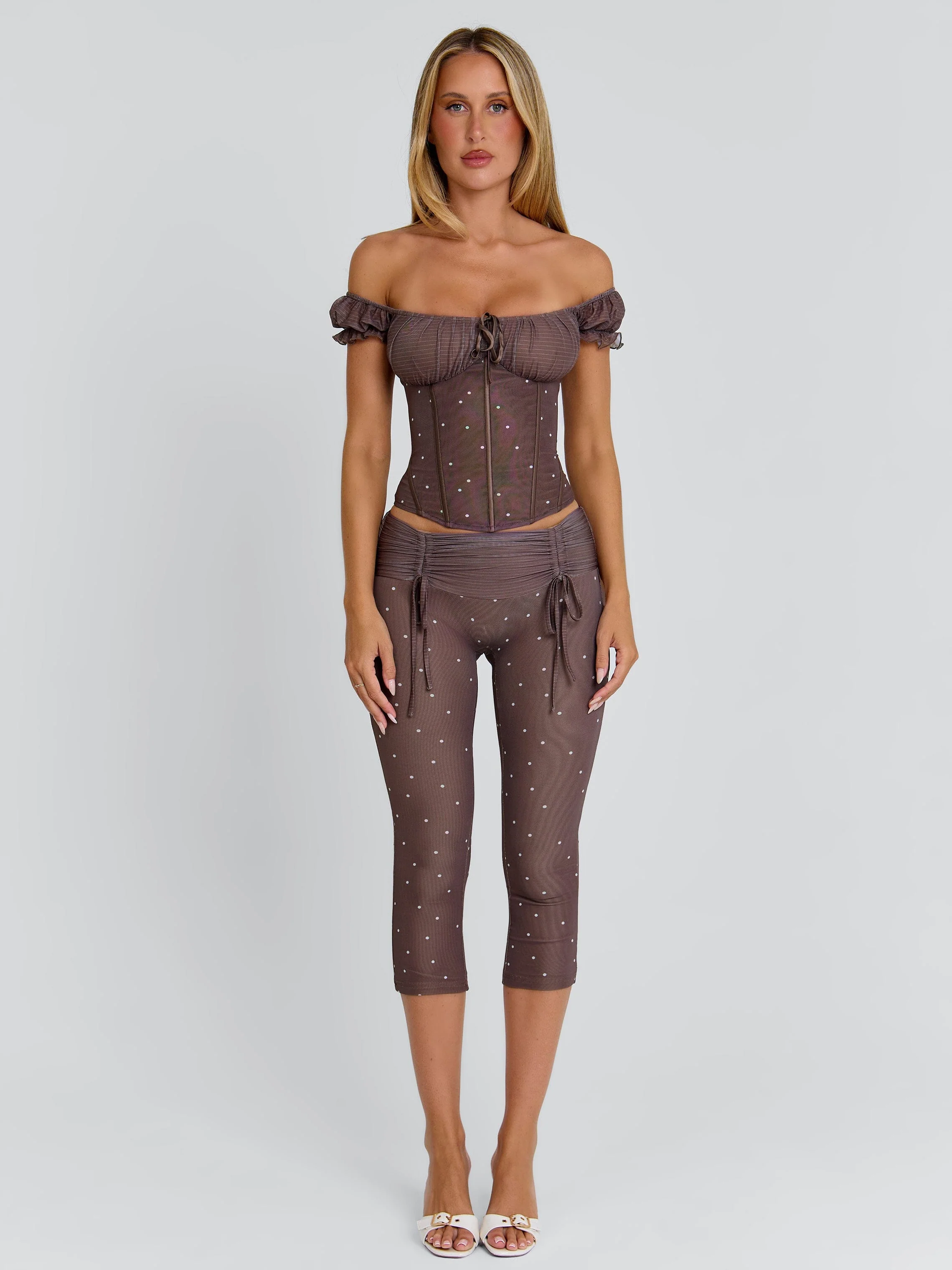 Corala Capri Pants Chocolate Polka Dot