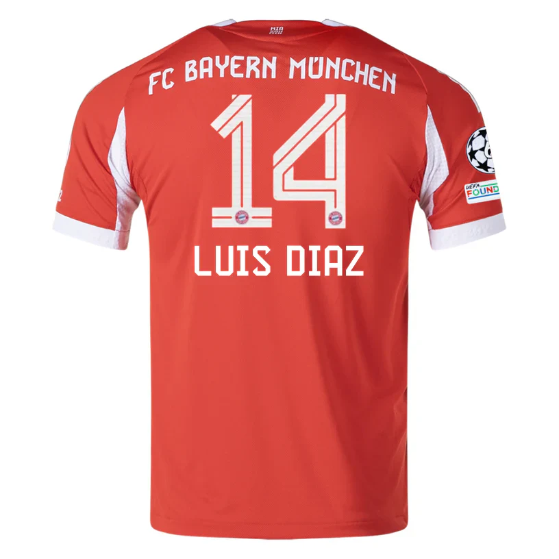 Bayern Munich Luis Diaz Home Jersey w/ Champions League Patches 25/26 (Red)