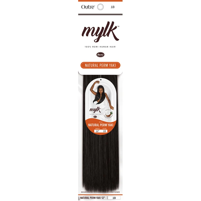 Outre Mylk 100% Remy Human Hair Weaves - NATURAL PERM YAKI 10