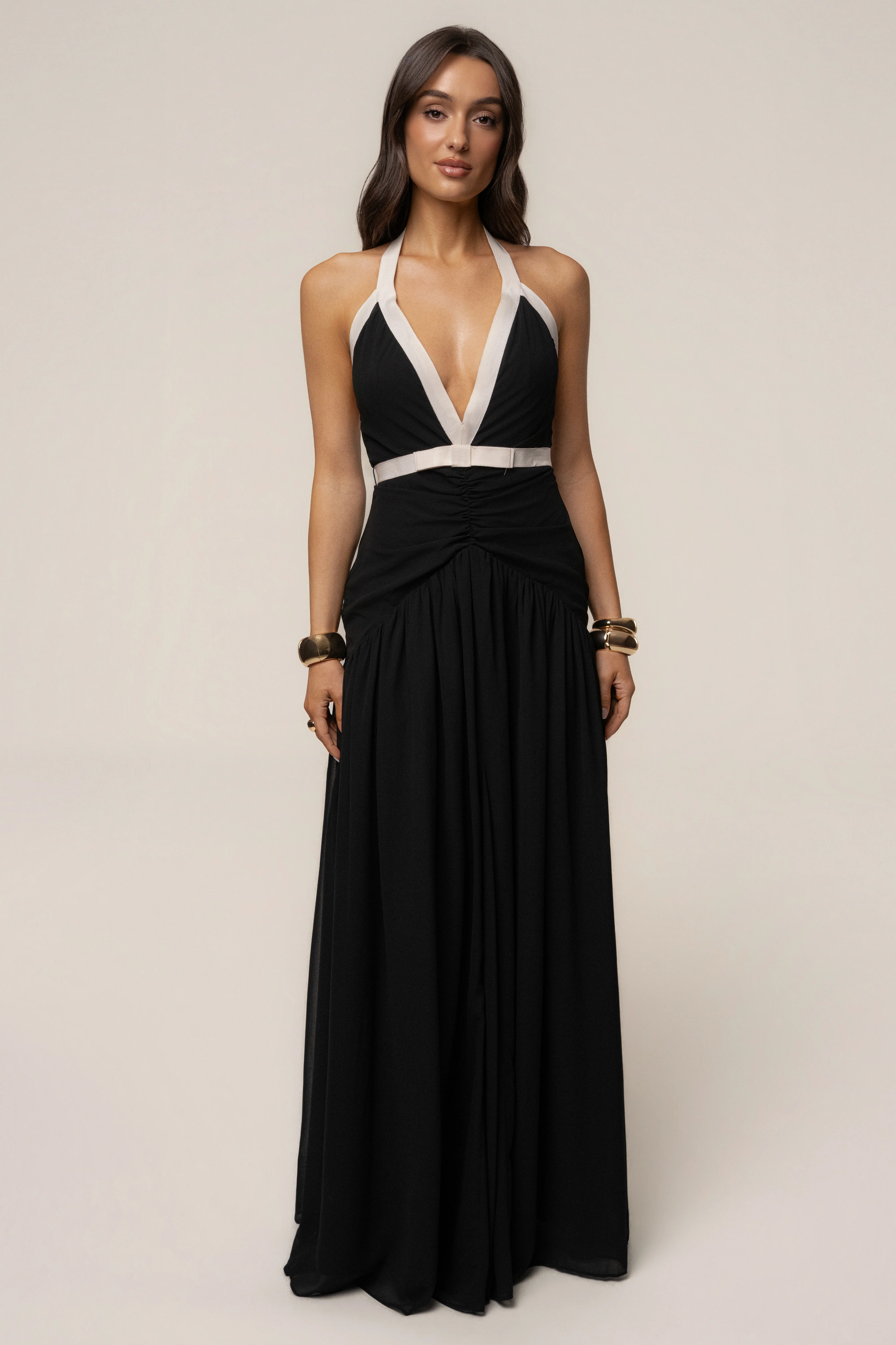 Black/White Tourist Contrast Maxi Dress