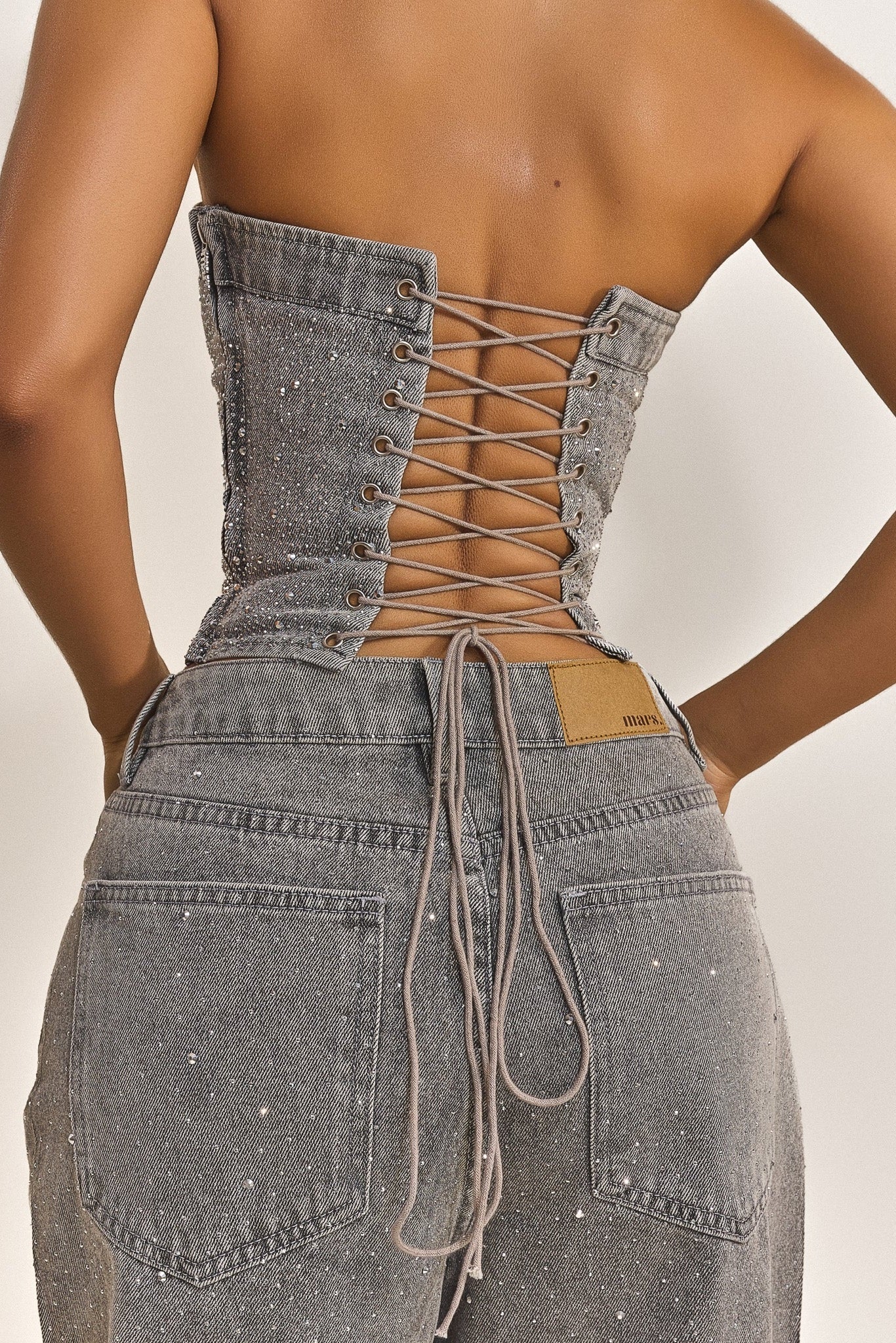 The Kai Rhinestone Corset in Grey