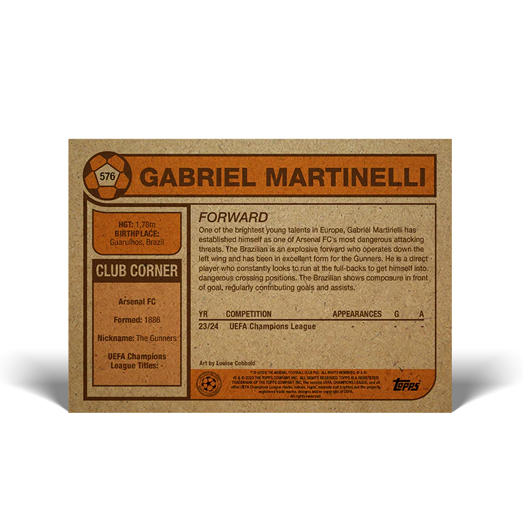 Topps UK - UCC Living Set Card #576 - Gabriel Martinelli