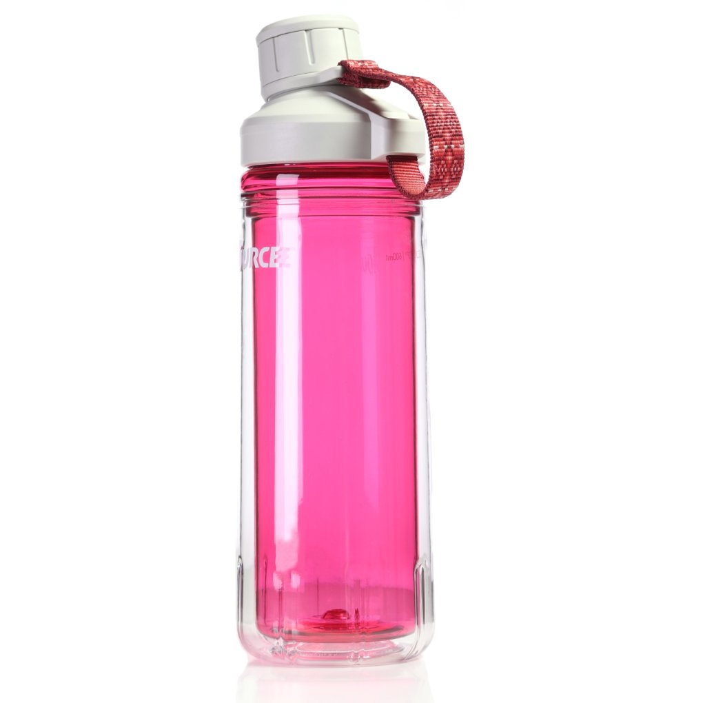 Source Eco Tritan Clickseal Double Wall Bottle - 0.6L - berry red / strap tribal red