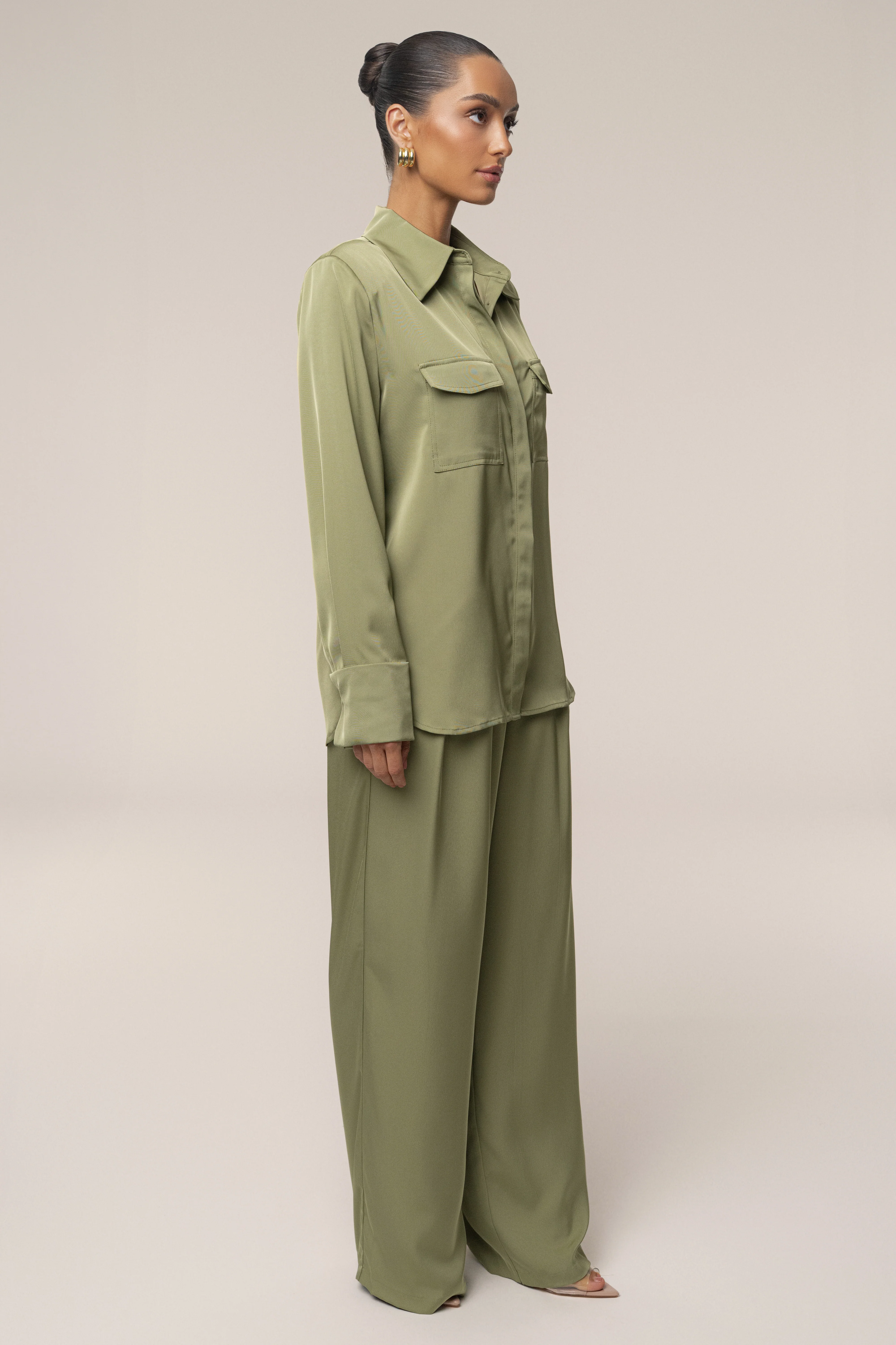 Olive Misty Button Up