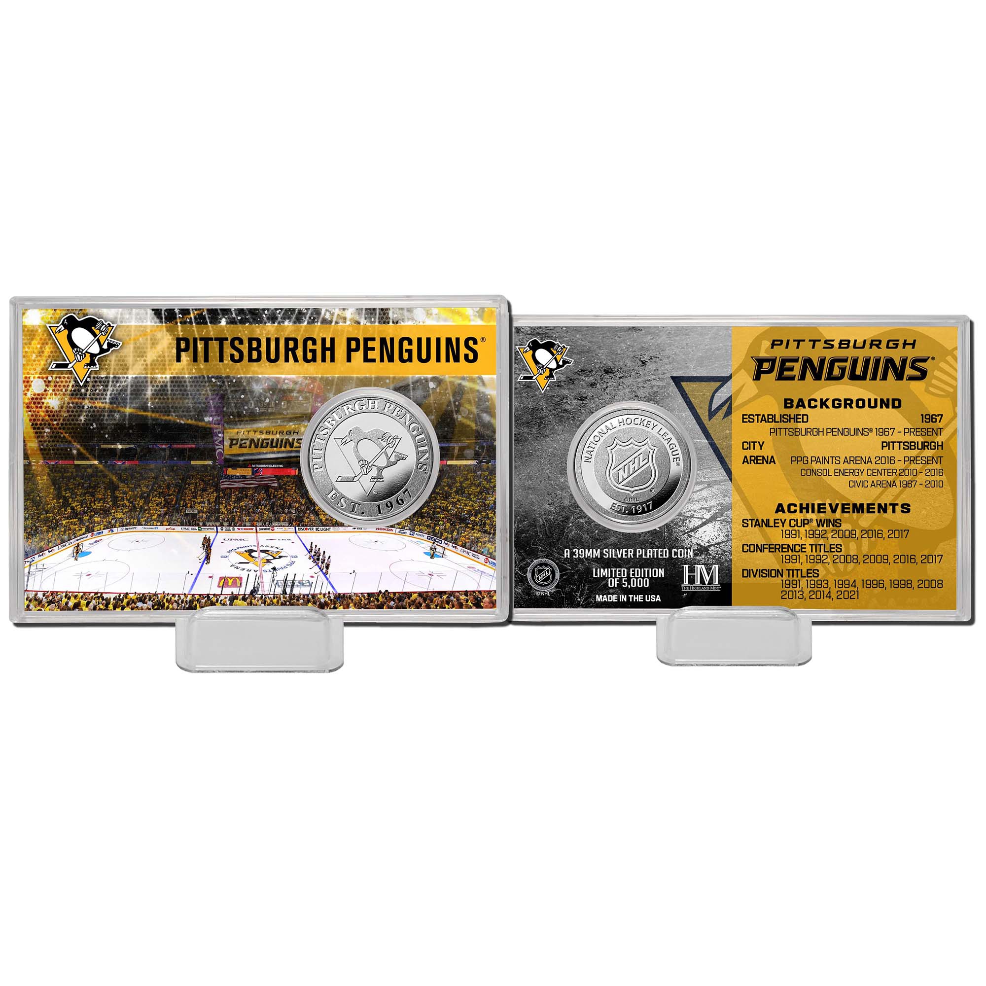 Pittsburgh Penguins Team History NHL Silver Coin Card