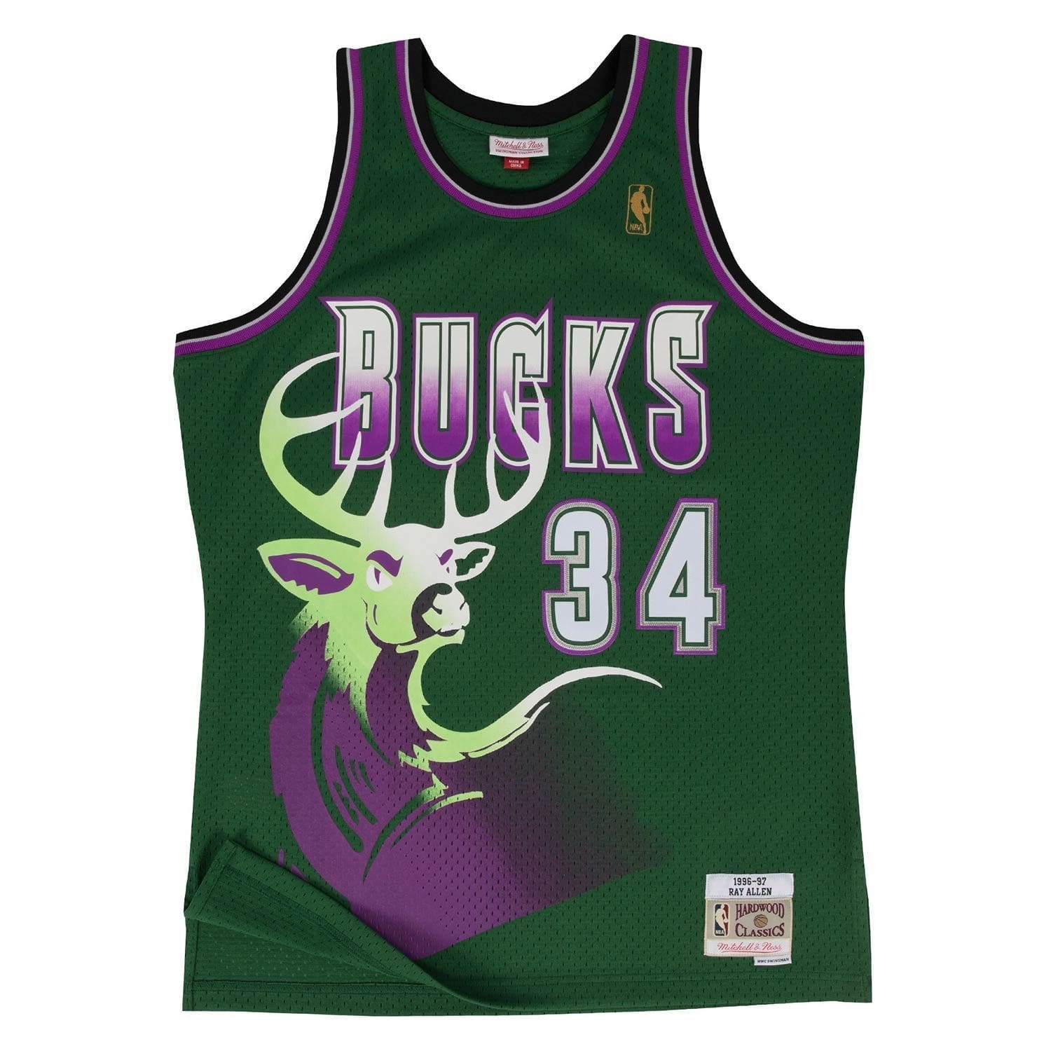 Ray Allen #34 Milwaukee Bucks 1996-97 Mitchell & Ness Swingman NBA Jersey Green