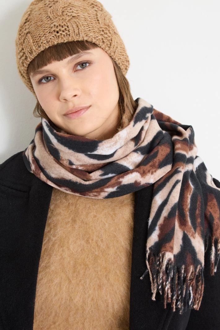 Animal print scarf - BROWN