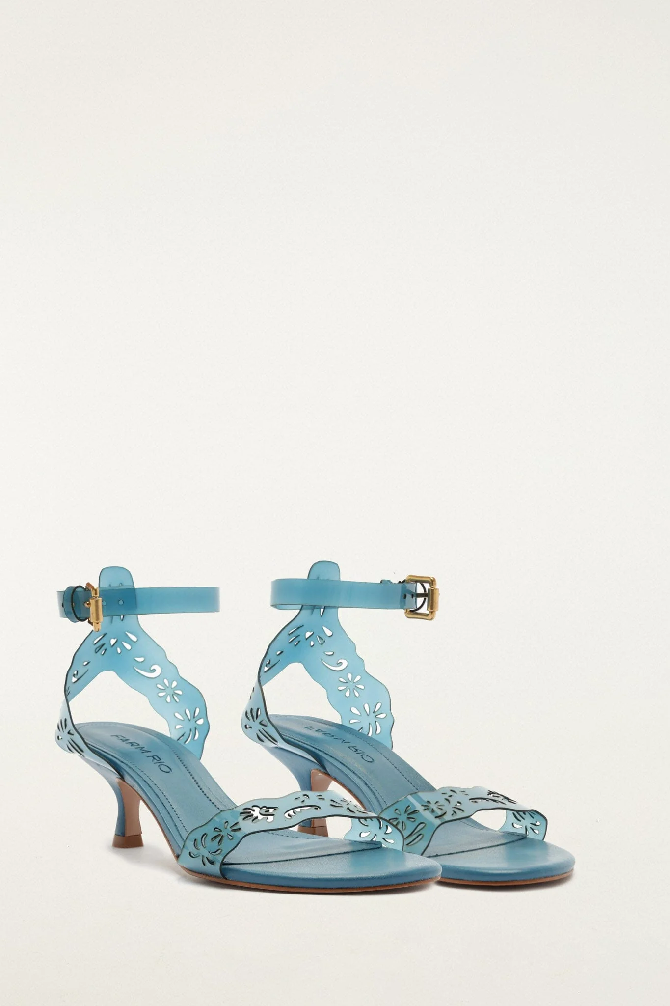 Blue Lace Jelly Kitten Heeled Sandal